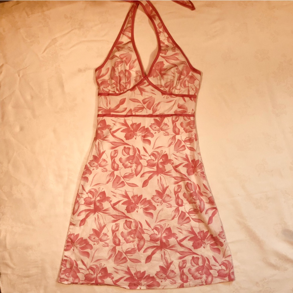 M Collection Pink and White Beach Dress